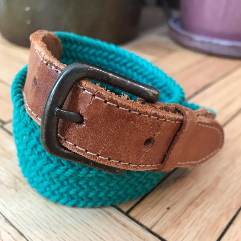 Vintage Braided Turquoise Belt with Leather Edges